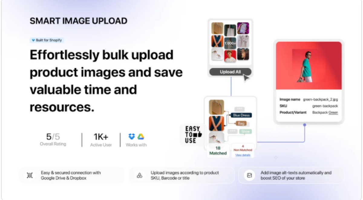 CS Smart Bulk Image Upload matching image files to Shopify products by SKU, barcode or title